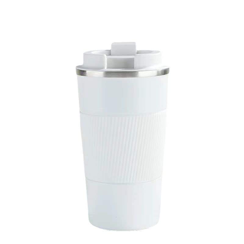 Wosta Insulated Travel Coffee Mug 2.0 | Double Wall Vacuum Stainless Steel Fat-Bottomed Coffee Cup Tumbler with Spill Proof Flip Lid for Hot and Ice Beverages (White Color, 510 Ml) - Image 1