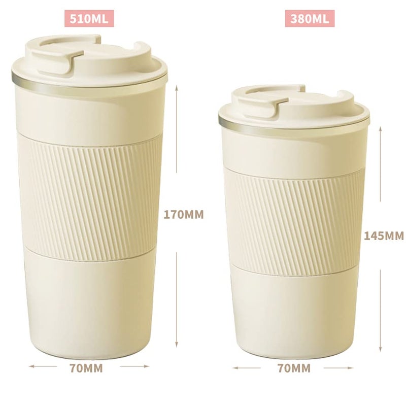 Wosta Insulated Travel Coffee Mug 2.0 | Double Wall Vacuum Stainless Steel Fat-Bottomed Coffee Cup Tumbler with Spill Proof Flip Lid for Hot and Ice Beverages (White Color, 510 Ml) - Image 3