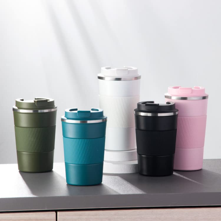 Wosta Insulated Travel Coffee Mug 2.0 | Double Wall Vacuum Stainless Steel Fat-Bottomed Coffee Cup Tumbler with Spill Proof Flip Lid for Hot and Ice Beverages (White Color, 510 Ml) - Image 2