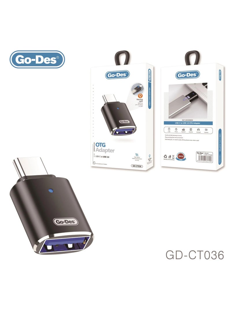 GO-DES USB Type C To USB 3.0 LED Lightning Go-Des Adapter Type-C