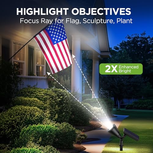 InnoGear Solar Lights Outdoor Lighting Waterproof Landscape Spotlights Uplighting for Outside Flag Garden Trees Yard Pathway Wall Auto On/Off, Pack of 6 (Cool White) - Image 3