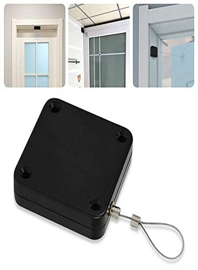 FING Punch-Free Automatic Sensor Door Closer, Multifunctional Door Closer, Residential Commercial Auto Door Closer with Steel Drawstring, Automatic Closer Door for Bedroom/Room/Storm (1 Pack Black) - Image 2