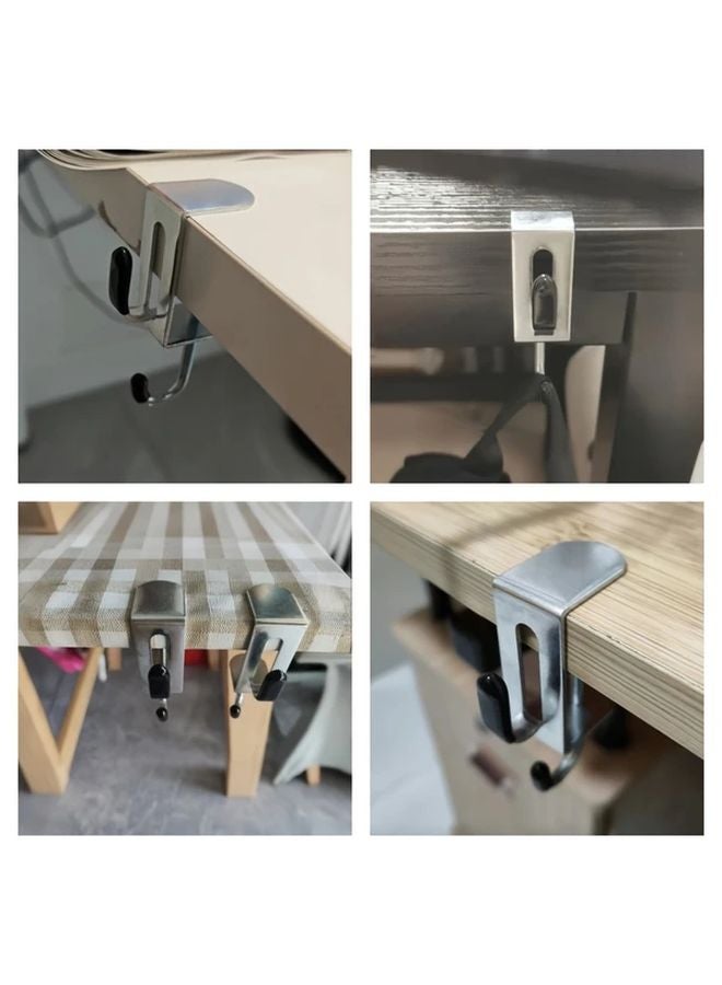 4pcs No Drill Table Edge Hooks Adjustable Steel Desktop Organizer For Office Home - Image 5