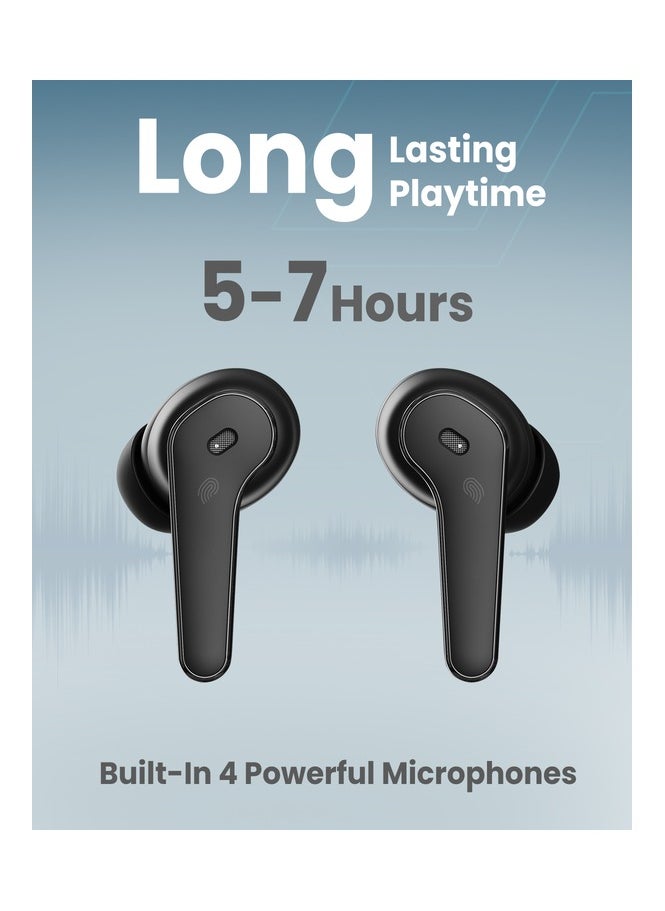 Moxedo Moxedo True Wireless Earbuds S4 Bluetooth 5.4 ENC Technology 7 Hours Playing Time Touch Control 300 mAh Charging Case with Built-in 4 Powerful Microphones (Black)  - Image 3