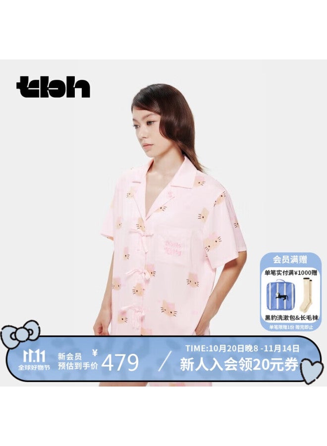 Tbh Sanrio o Kitty Starlight Satin Long Loungewear Set, Wearable Outside As Pajamas, Long Style, Millennium Pink, S - Image 1