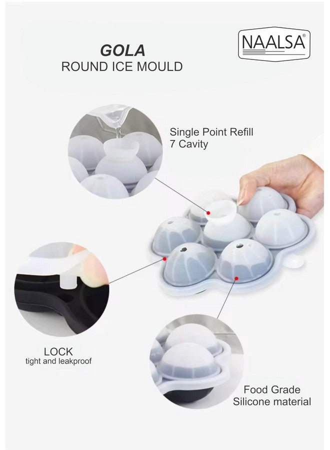 NAALSA Gola Round Ice Cube Trays for Freezer 7 Cavity Automatic Fill Design with lid Ice Tray for Freezer Silicone Food Grade for Whisker Cocktail - Image 2