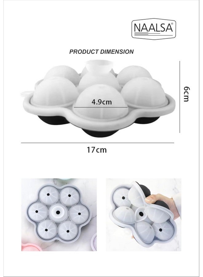 NAALSA Gola Round Ice Cube Trays for Freezer 7 Cavity Automatic Fill Design with lid Ice Tray for Freezer Silicone Food Grade for Whisker Cocktail - Image 3