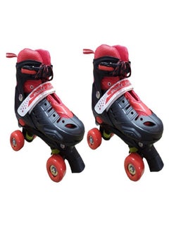 Generic Adjustable Roller Skate Shoes 2-Rows 4-Wheels, Red/White, Size medium 35-38  - Image 2