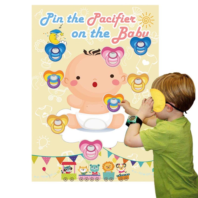 Hxezoc Pin The Pacifier On The Baby Game - Large Poster for Baby Shower Party, Kids Birthday Party Supplies - 72 Pacifier Stickers - Image 4