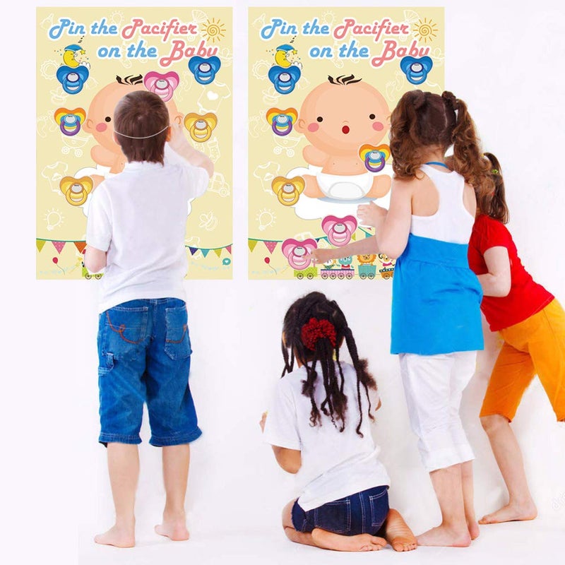 Hxezoc Pin The Pacifier On The Baby Game - Large Poster for Baby Shower Party, Kids Birthday Party Supplies - 72 Pacifier Stickers - Image 3