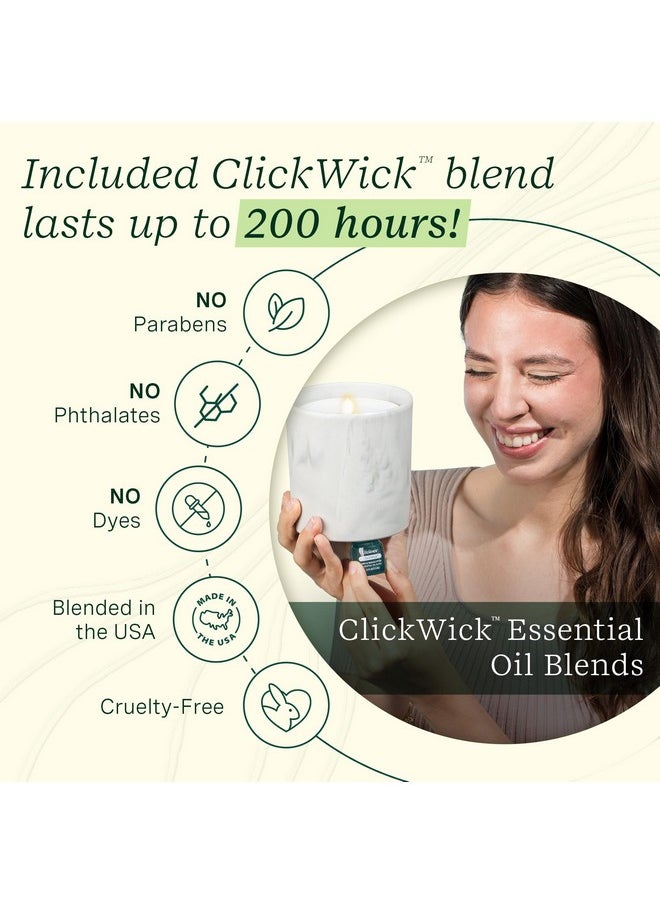 Flameless Candle Aromatherapy Essential Oil Diffuser With Clickwick Essential Oil Blend - Cordless & Waterless Diffuser For Home - Scented Electric Candles Blow Out Flame - Green Bubble