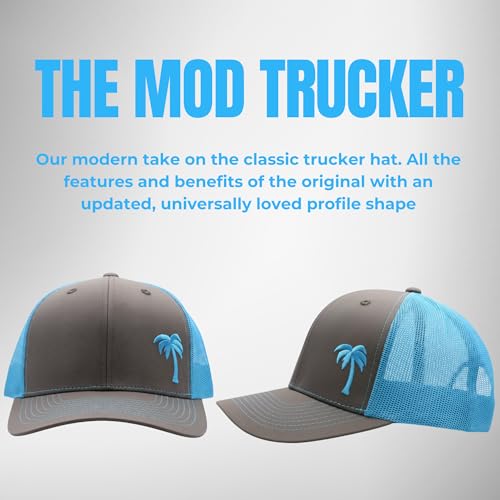 LINDO Trucker Hat [ Palm Tree - Graphite/Aqua ] - Image 2