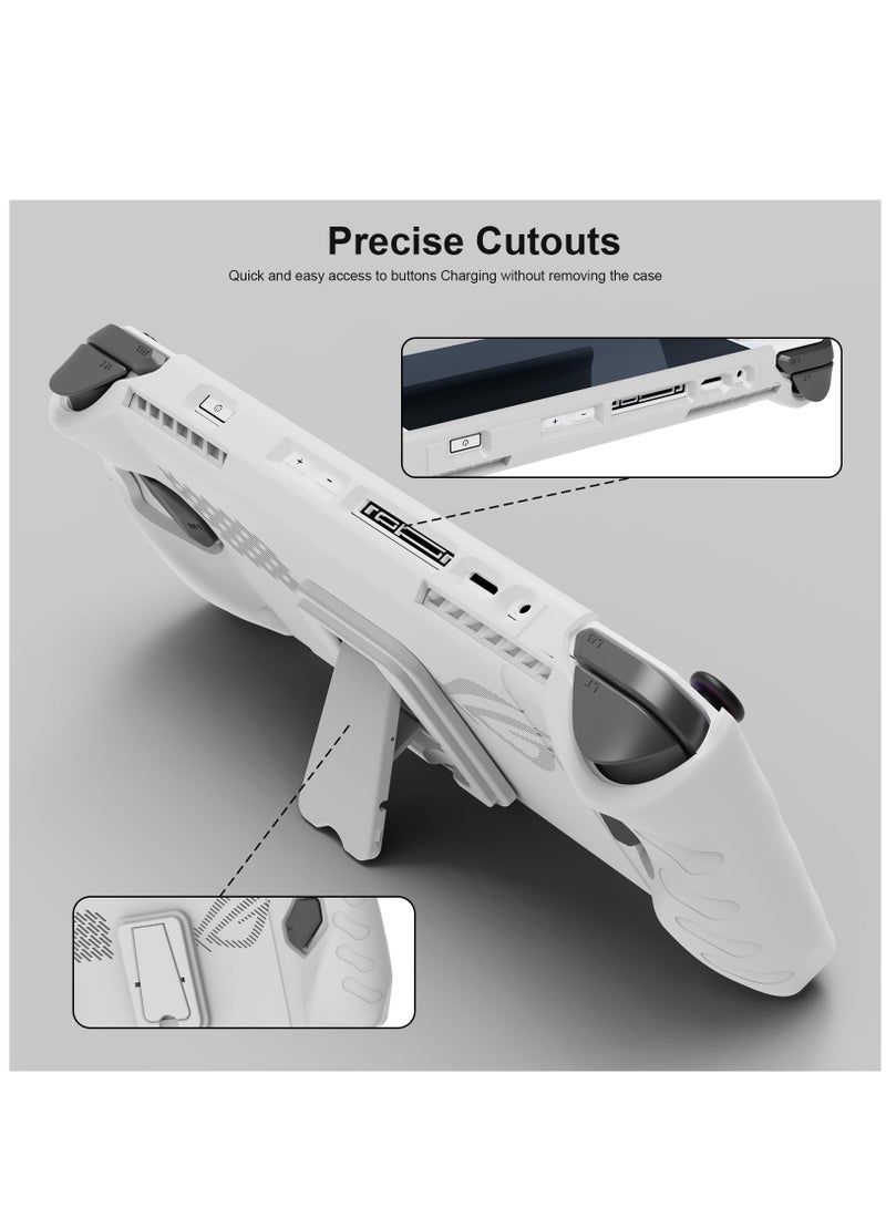 Upgraded Full Protective Case with Front Cover and Kickstand Compatible with ASUS ROG Ally 2023 Shock-Absorption Non-Slip and Anti-Scratch Design Cover Protector (White) - Image 4