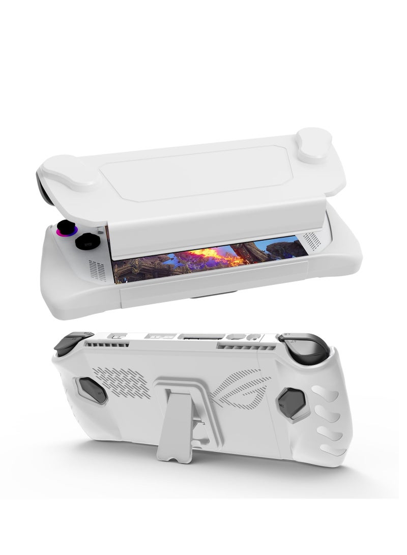 Upgraded Full Protective Case with Front Cover and Kickstand Compatible with ASUS ROG Ally 2023 Shock-Absorption Non-Slip and Anti-Scratch Design Cover Protector (White) - Image 1