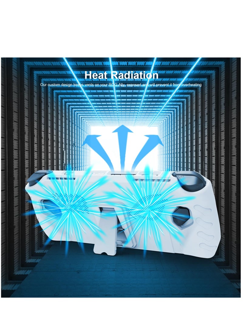 Upgraded Full Protective Case with Front Cover and Kickstand Compatible with ASUS ROG Ally 2023 Shock-Absorption Non-Slip and Anti-Scratch Design Cover Protector (White) - Image 5