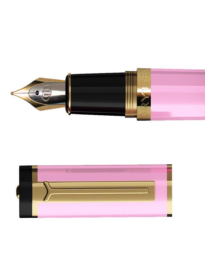 Dryden Designs Fountain Pen - Medium and Fine Nibs | Includes 24 Ink Cartridges and Ink Refill Converter | Consistent Writing, Smooth Flow - Luscious Pink - Image 3