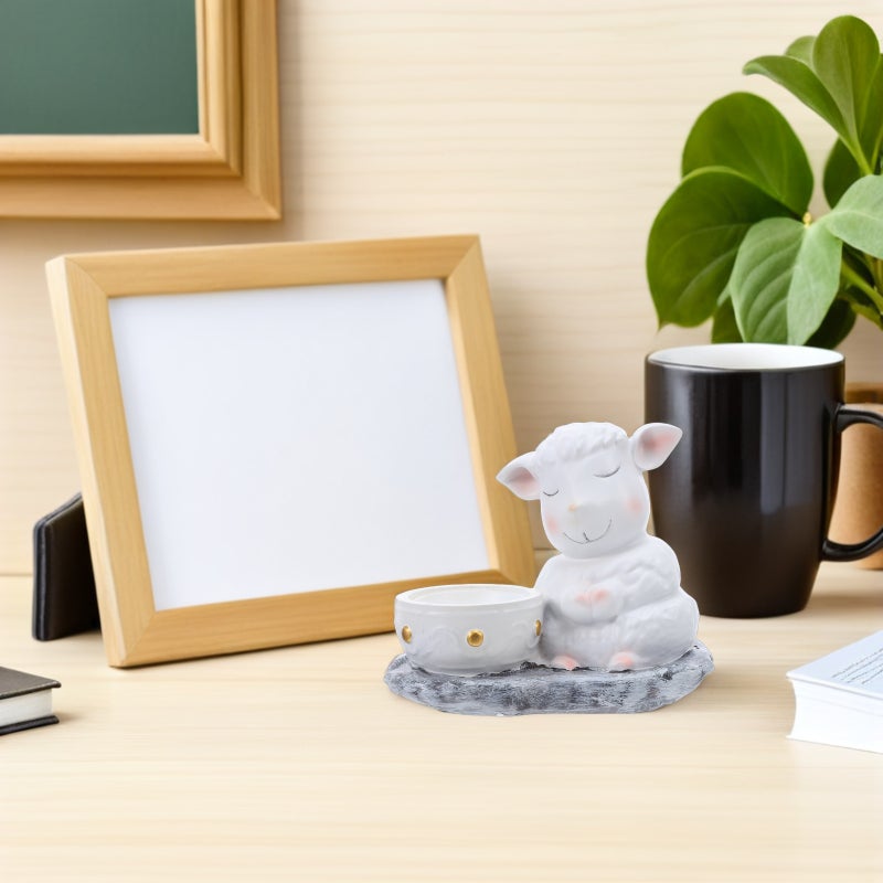 Cute Incense Holder - Sheep Shaped Resin Incense Burner - Cute Cartoon Animal Tabletop Censer - Decorative Lamb Sculpture For Indoor Home Decor Festival Party - Image 3