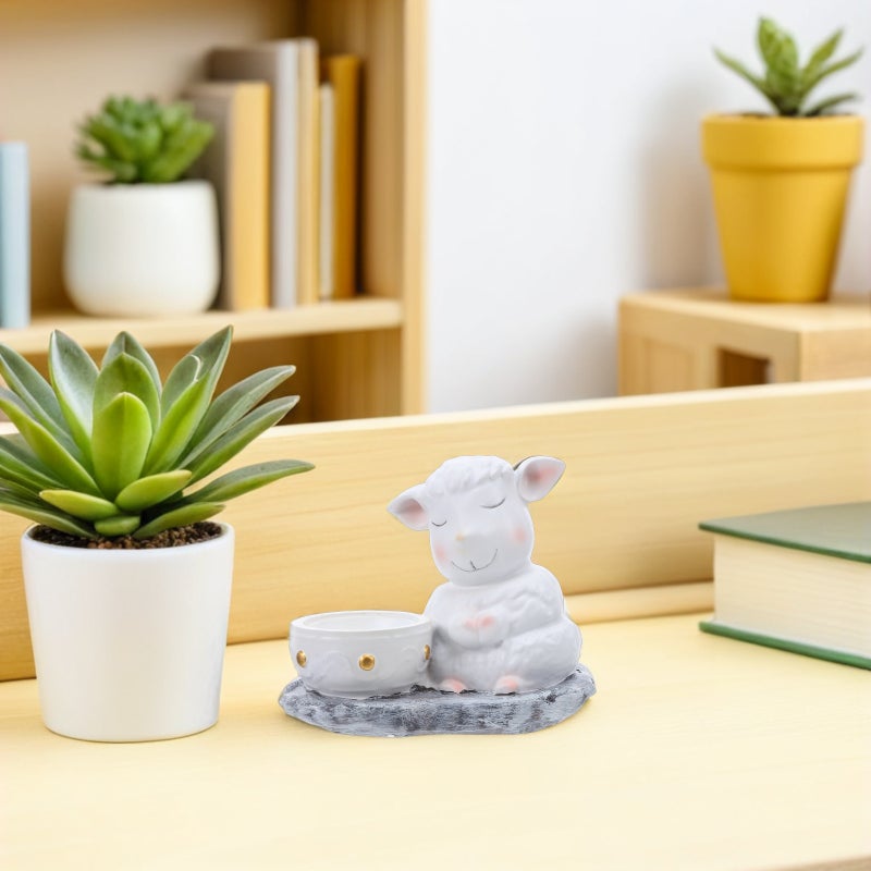 Cute Incense Holder - Sheep Shaped Resin Incense Burner - Cute Cartoon Animal Tabletop Censer - Decorative Lamb Sculpture For Indoor Home Decor Festival Party - Image 4