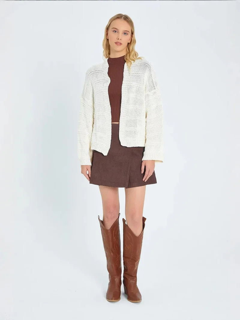 MixRay Mixray V-Neck Ribbed Knit Cardigan