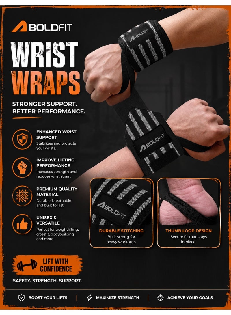 BOLDFIT Gym Hand Grip Wrist Supporter Band with Thumb Loop Straps For Men and Women - Image 1