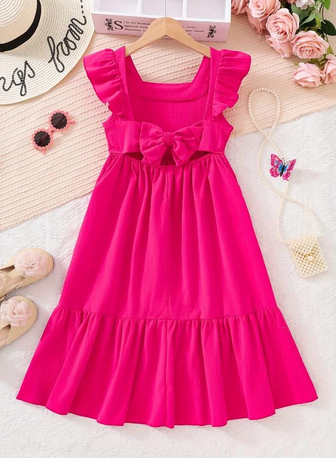 تايك تو Take Two Solid Square Neck Dress with Ruffle Hem