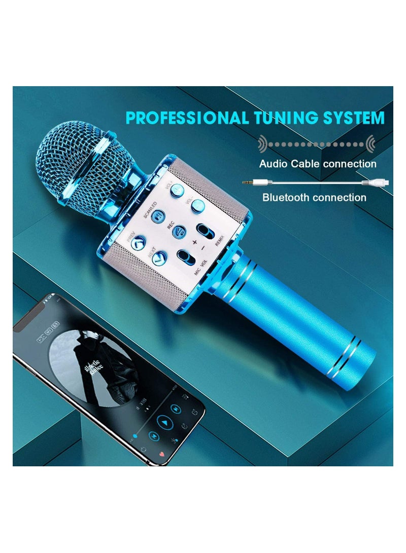JOLLITY LLC Karaoke Microphone Bluetooth for Children Dance LED Lights Wireless Portable with Speaker Recording for Adults and Children Compatible with Android iOS PC Blue - Image 5