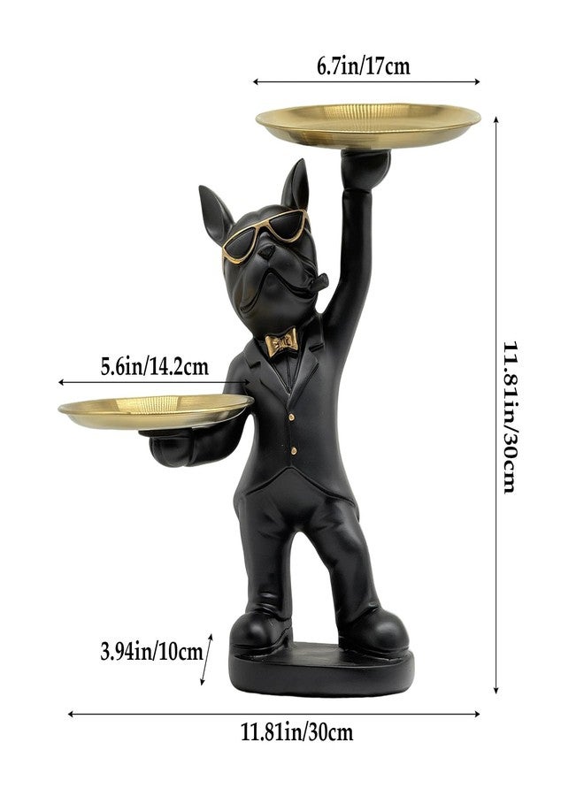 Huhote Candy Dish French Bulldog Decor Tray Statue, Key Holder Bowl Modern, French Bulldog Accessories Candy Bowl for Office Desk Home Decor Figurines Entryway Table Decor (Black) - Image 3