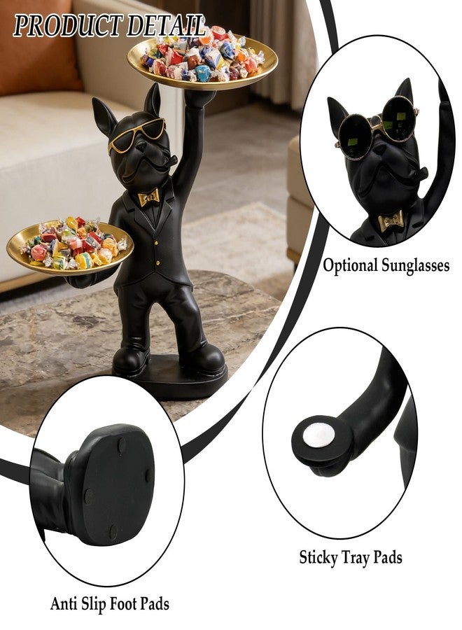 Huhote Candy Dish French Bulldog Decor Tray Statue, Key Holder Bowl Modern, French Bulldog Accessories Candy Bowl for Office Desk Home Decor Figurines Entryway Table Decor (Black) - Image 5