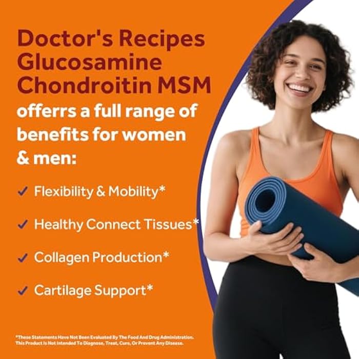 Doctor's Recipes Glucosamine Chondroitin MSM and Manganese Supplement, 1800 mg Glucosamine HCl, NO Shellfish, Healthy Structure & Movements, Flexibility Support for Men & Women, 240 Tablets - Image 3