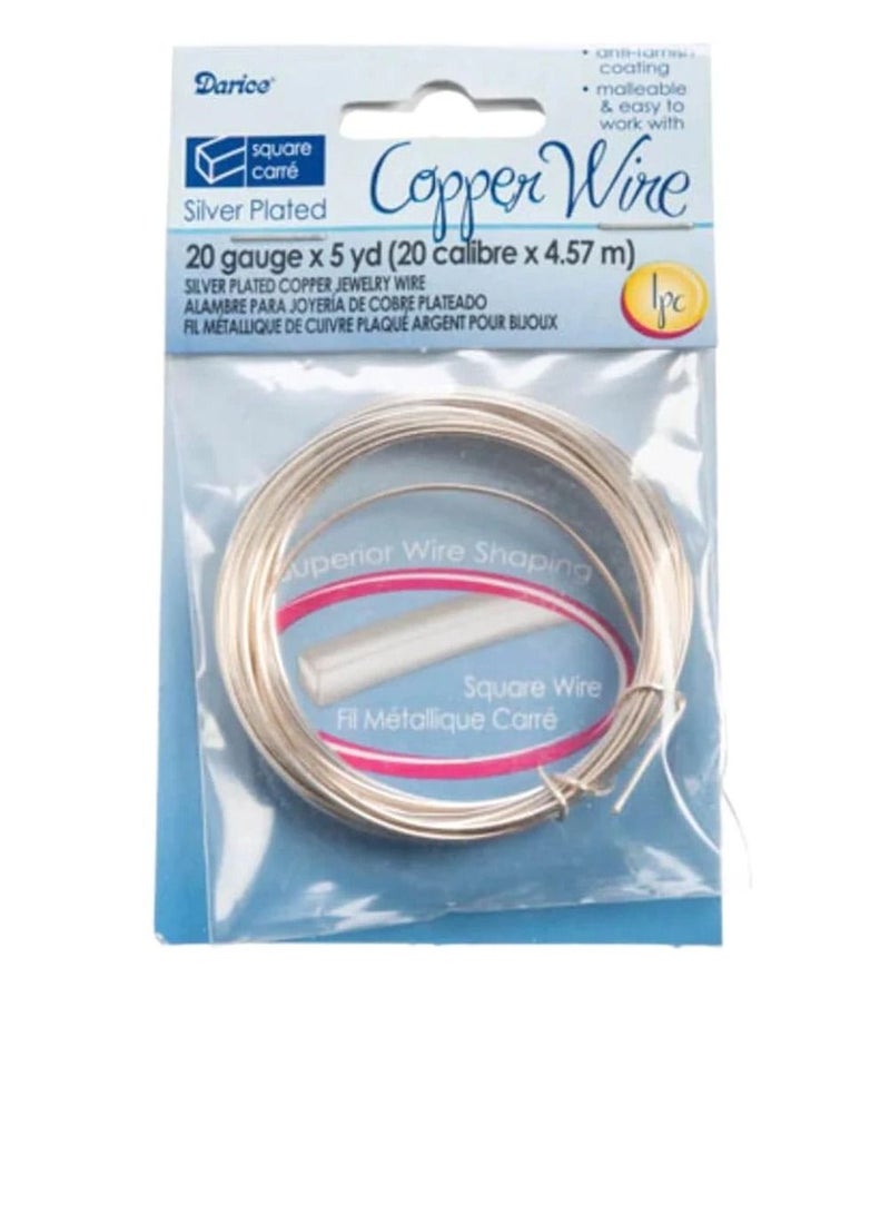 Darice Silver Plated Copper Wire 20 Gauge Square Silver 5 yards - Image 2