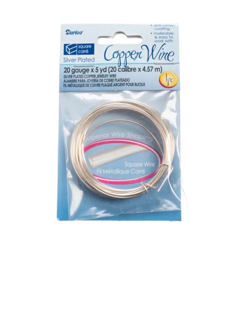 Darice Silver Plated Copper Wire 20 Gauge Square Silver 5 yards - Image 3
