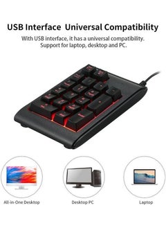 NIBEMINENT USB Wired 19 Keys Mechanical Mini Numeric Keypad Black  - Image 1