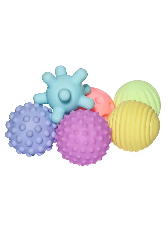 بيبي جوي مجموعة كرات استشعار ناعمة للأطفال – 6 قطع بأشكال وألوان مختلفة لتنمية الإدراك الحسي والمهارات الحركية - Image 2