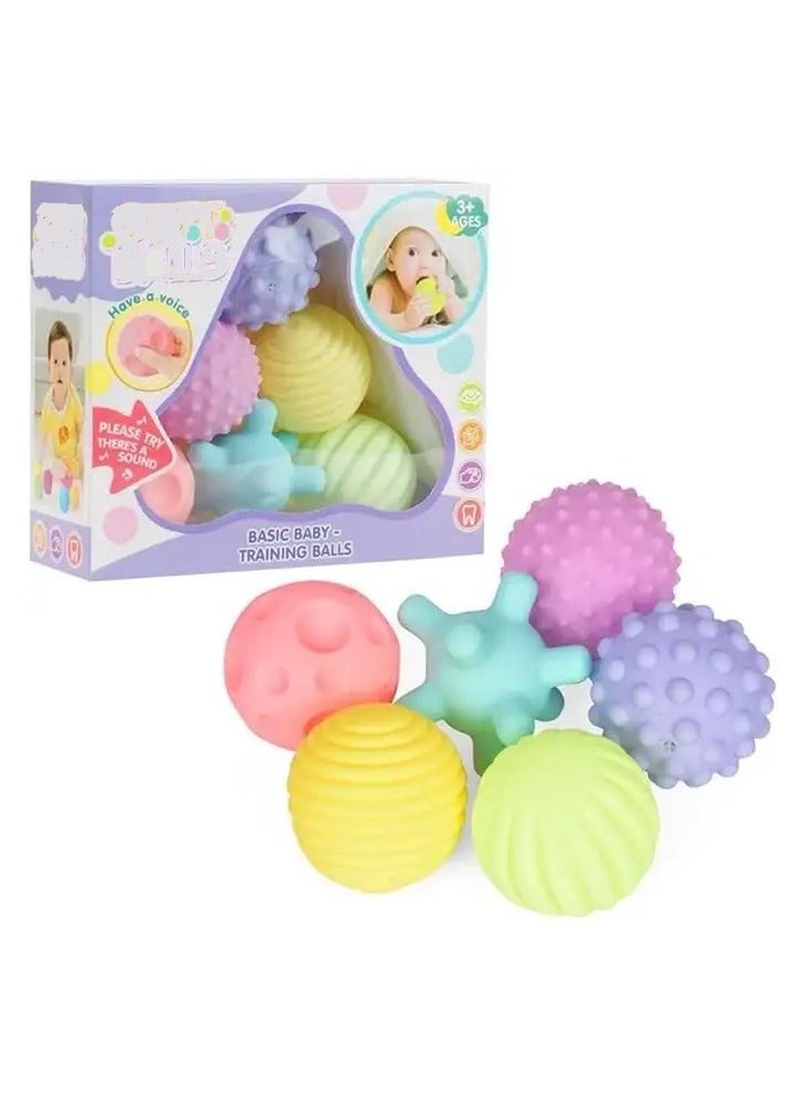 بيبي جوي مجموعة كرات استشعار ناعمة للأطفال – 6 قطع بأشكال وألوان مختلفة لتنمية الإدراك الحسي والمهارات الحركية - Image 4