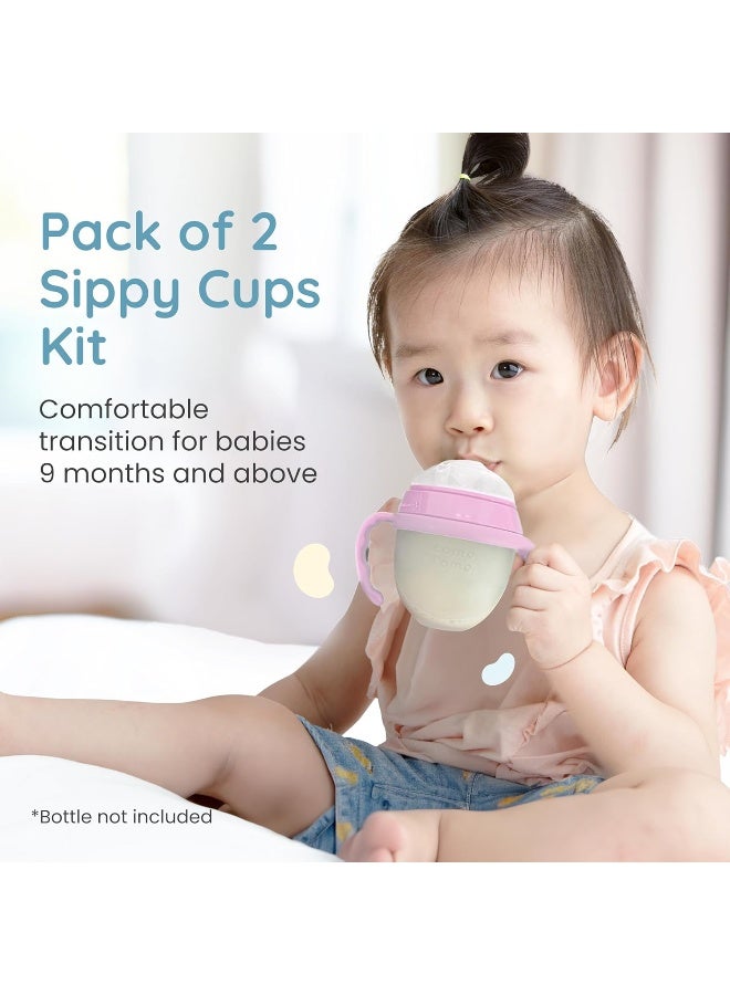 Botabee 2 Pack Pink Soft Spout Sippy Cup - Transition Sippy Cup Kit for Comotomo 5 & 8 Oz Bottles - Image 3