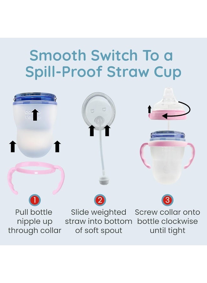 Botabee 2 Pack Pink Soft Spout Sippy Cup - Transition Sippy Cup Kit for Comotomo 5 & 8 Oz Bottles - Image 5
