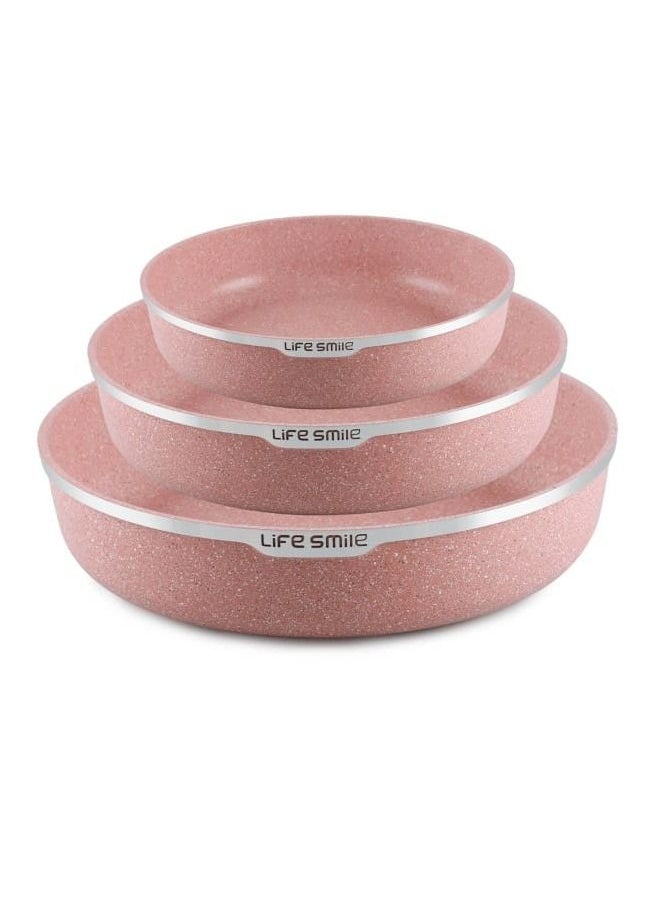 Life Smile - 3-Piece Round Baking Pan, Multipurpose Bake and Cooking Rolling Edge Granite Roaster Pan - Ultra Non-Stick Cake Mould Pan - Bakeware Pans for Home Kitchen & Oven Baking 24/28/32cm - Image 1