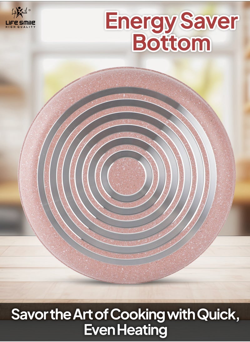 Life Smile - 3-Piece Round Baking Pan, Multipurpose Bake and Cooking Rolling Edge Granite Roaster Pan - Ultra Non-Stick Cake Mould Pan - Bakeware Pans for Home Kitchen & Oven Baking 24/28/32cm - Image 1