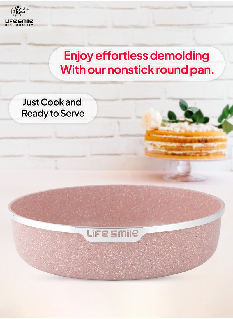 Life Smile - 3-Piece Round Baking Pan, Multipurpose Bake and Cooking Rolling Edge Granite Roaster Pan - Ultra Non-Stick Cake Mould Pan - Bakeware Pans for Home Kitchen & Oven Baking 24/28/32cm - Image 1