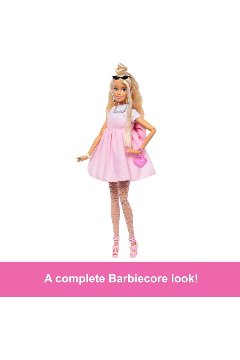 Barbie Deluxe Style Doll #3 - Barbiecore Outfit, Blonde Top Knot, Pink Pastel Dress - Image 5