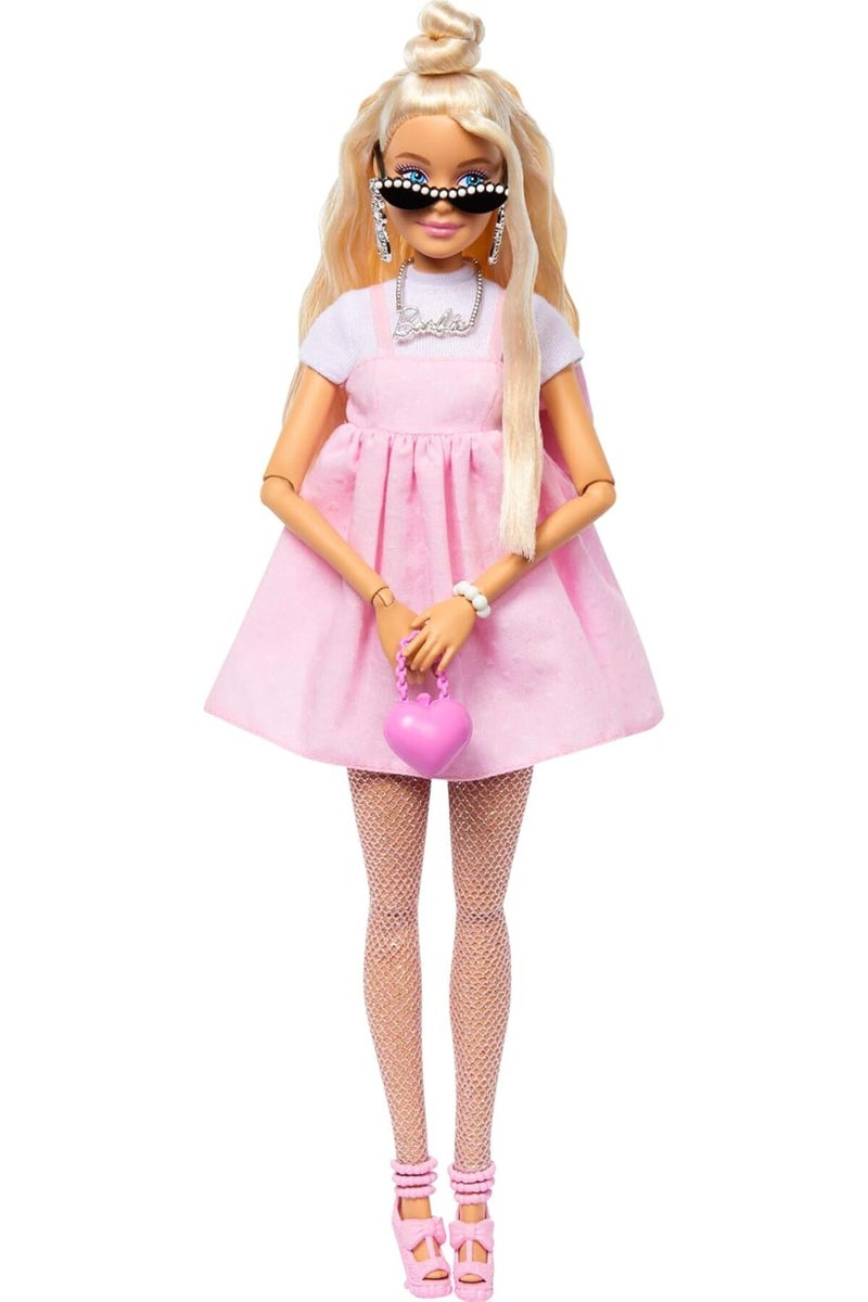 Barbie Deluxe Style Doll #3 - Barbiecore Outfit, Blonde Top Knot, Pink Pastel Dress - Image 1
