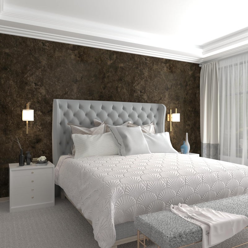 3yecao 16354 Extra Thick Dark Brown Tan Charcoal Grey Concrete Wallpaper Peel and Stick Waterproof Glossy Adhesive Vinyl Industrial Taupe Gray Concrete Cement Contact Paper for Bedroom Bathroom Gym - Image 2