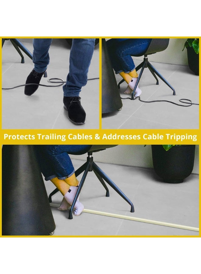 Chase Up 12ft Cord Cover Floor for Extension Cords, Floor Cable Cover Wire Cover to Protect Cables & Prevent Tripping, Soft PVC Cord Hider Floor Cord Protector, Internal Channel Diameter: 0.39", Beige - Image 2