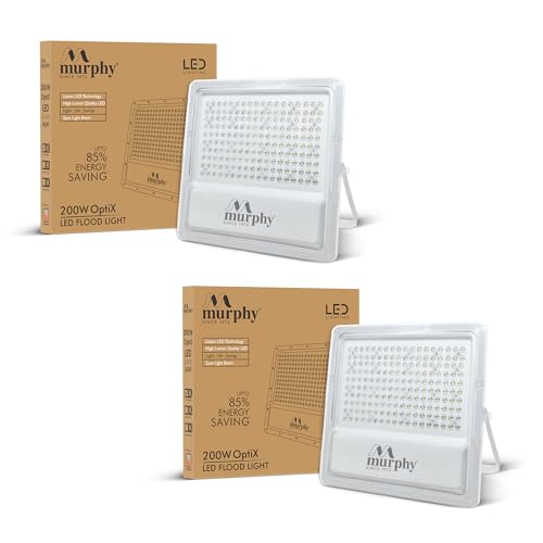 Murphy Lens Model LED 200W LED Flood Light, IP65 Rated Outdoor Light Pack of 2 (Cool White, BIS Approved) - Image 1