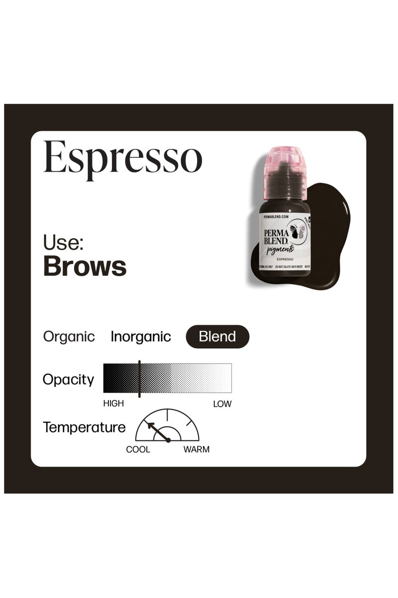 Perma Blend Perma Blend Espresso PMU Pigment – 15ml – High Opacity Ink for Microblading & Powder Brows - Image 2