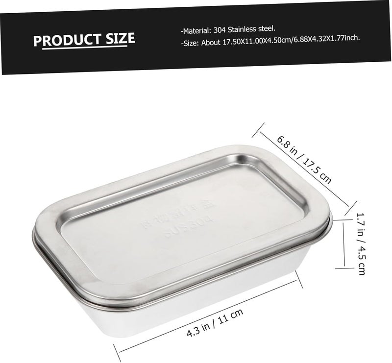 304 Stainless Steel Butter Dish with Lid, 320ml Rectangular Food Storage Container, Sealed Household Butter Holder for Kitchen and Dining Use - Image 2