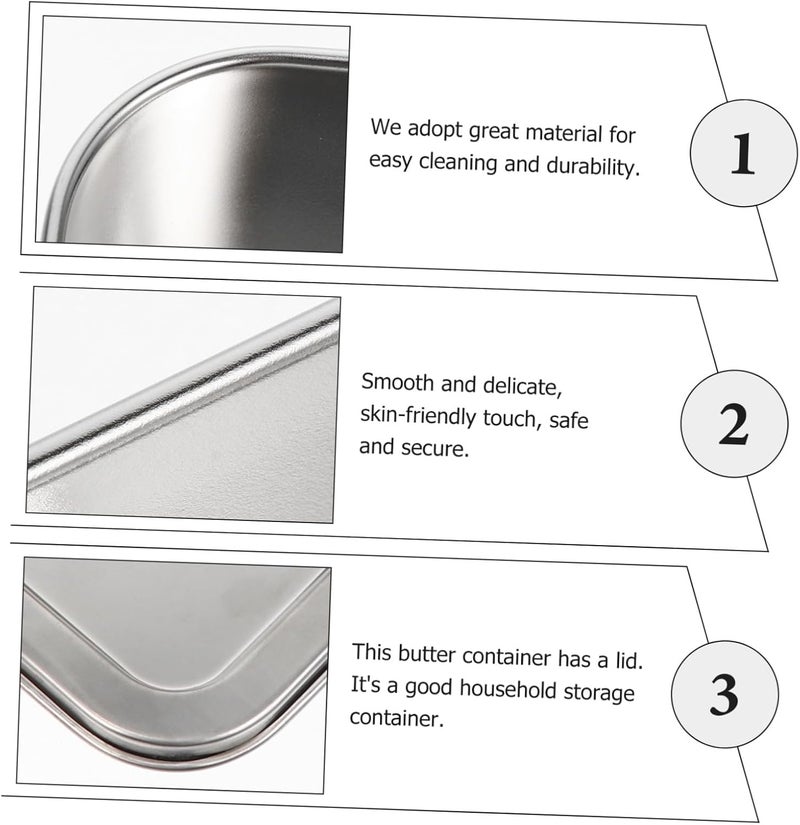 304 Stainless Steel Butter Dish with Lid, 320ml Rectangular Food Storage Container, Sealed Household Butter Holder for Kitchen and Dining Use - Image 3