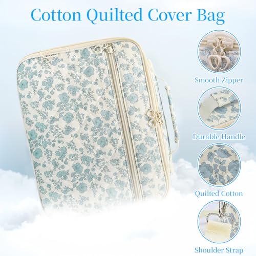 WOBAGMEN Bible Cover Case for Women,Large Quilted Bible Bag with Study Supplies,Stylish Church Bag Bible Journaling Kit,Mothers Day Christian Gifts for Women (Blue Small Floral, M) - Image 4