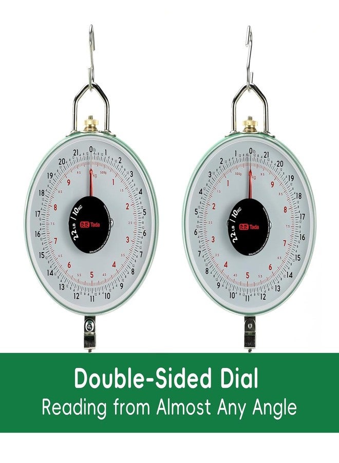 ta da Tada 22LBS Double-Sided Display Mechanical Hanging Scale with Weighing Pan for Farm, Kitchen Food and Produce Weighing - Image 2