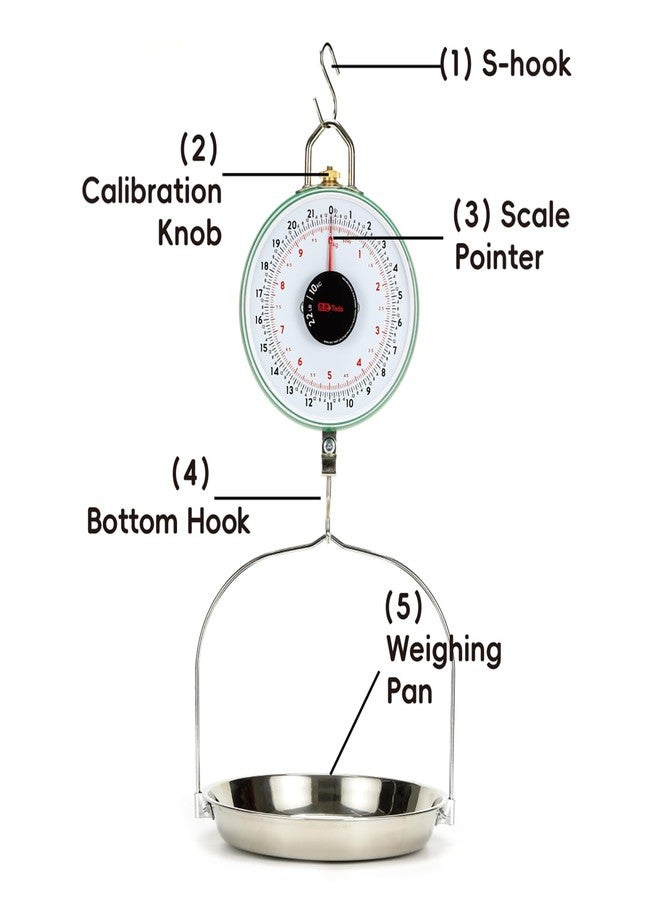 ta da Tada 22LBS Double-Sided Display Mechanical Hanging Scale with Weighing Pan for Farm, Kitchen Food and Produce Weighing - Image 5